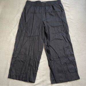 Tahari 100% Linen Pants XL Women’s Wide Leg Crop Black Lagenlook